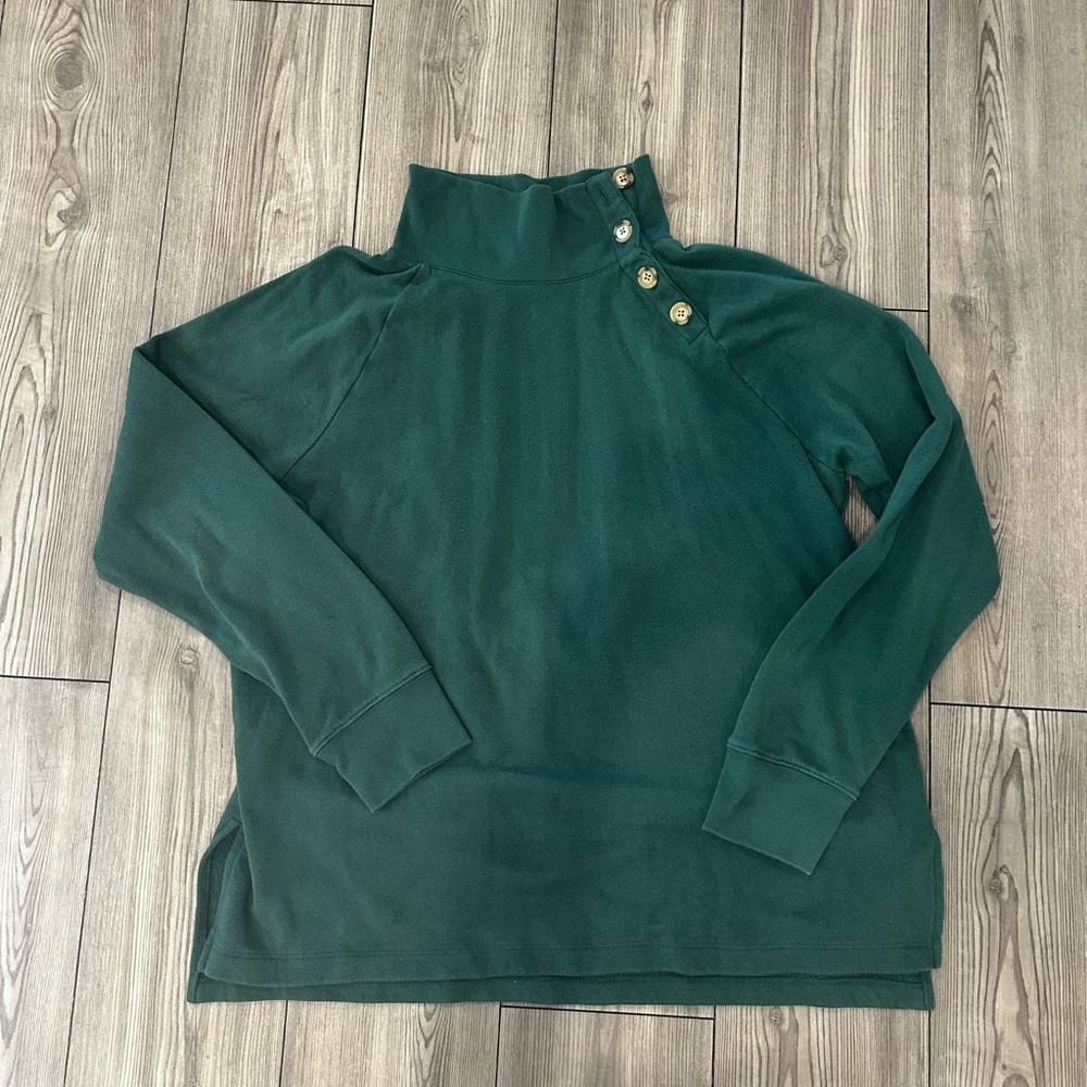 J. Crew Green Button-Collar Pullover Size XL
